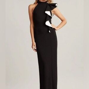 Tadashi Shoji Altman Flounce Halter Gown